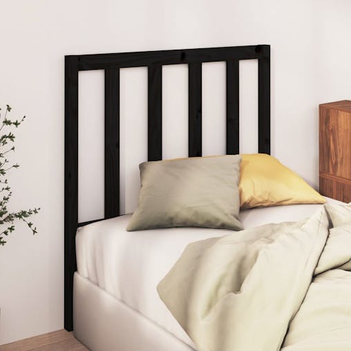NNEVL Bed Headboard Black 96x4x100 cm Solid Wood Pine