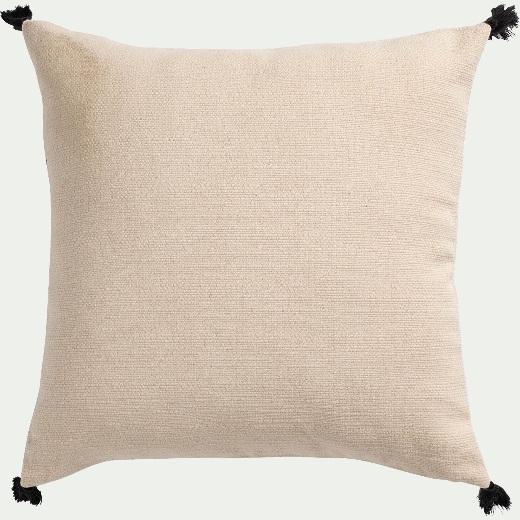 HELIO - Housse de coussin en coton finition pompons 45x45cm - beige