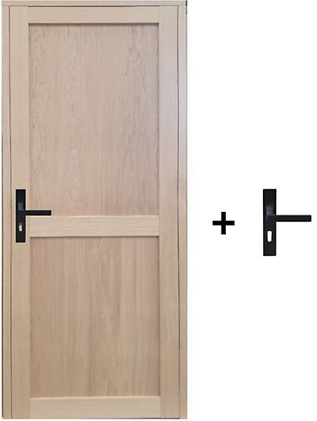 Bloc Porte Atelier 2 Panneaux Chene H204 X L73 Cm Côte Tableau P.droit, Poignee Gd Menuiseries