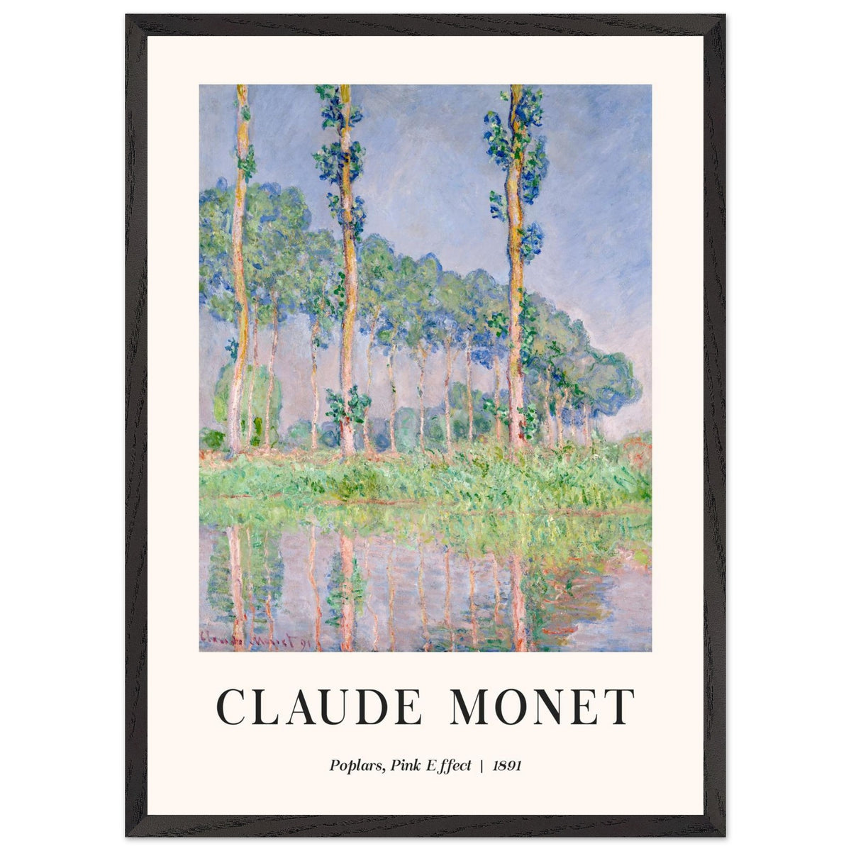 Artfulprints Poster met Lijst Claude Monet - Poplars, pink effect  - 50x70 cm - Meerkleurig