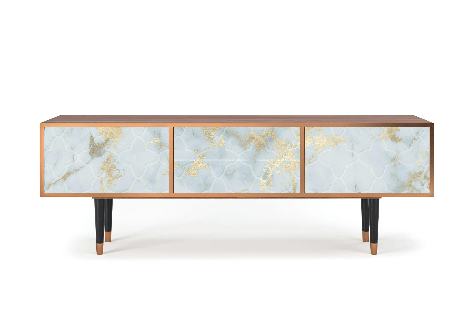 GOLDEN WAVES - Meuble TV  blanc clair 2 tiroirs et 2 portes L 170 cm