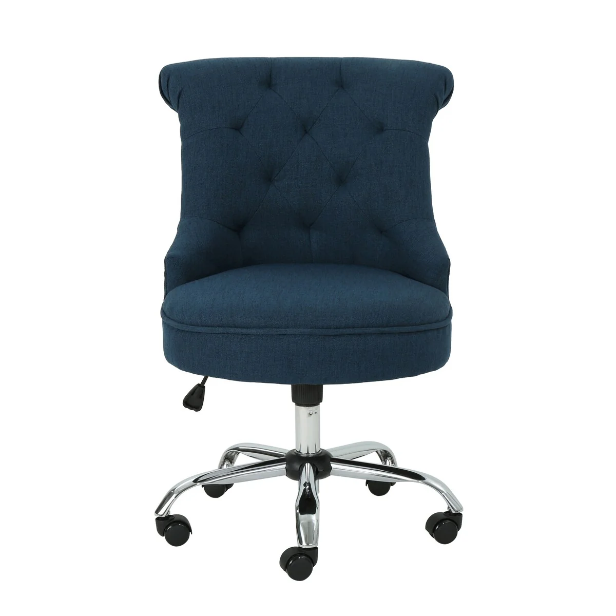 Navy Blue Tufted High Back Office Chair, Bedroom Study Room Leisure Office Chair with Armrests Adjustable Height Desk Chair