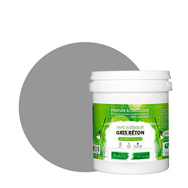 Gris Béton Peinture interieur aspect mat Natura - Gris Beton - 1L