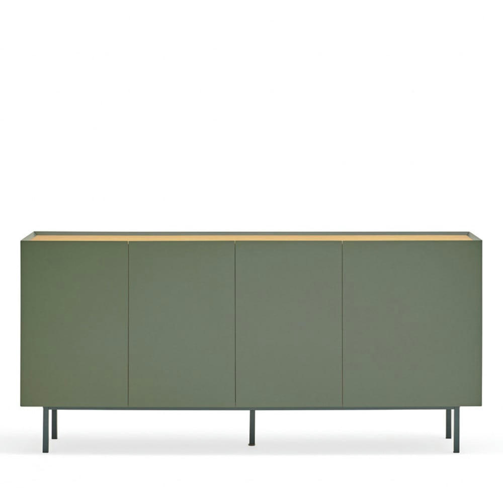 ARISTA - Buffet en bois 4 portes 3 tiroirs L165cm vert amande