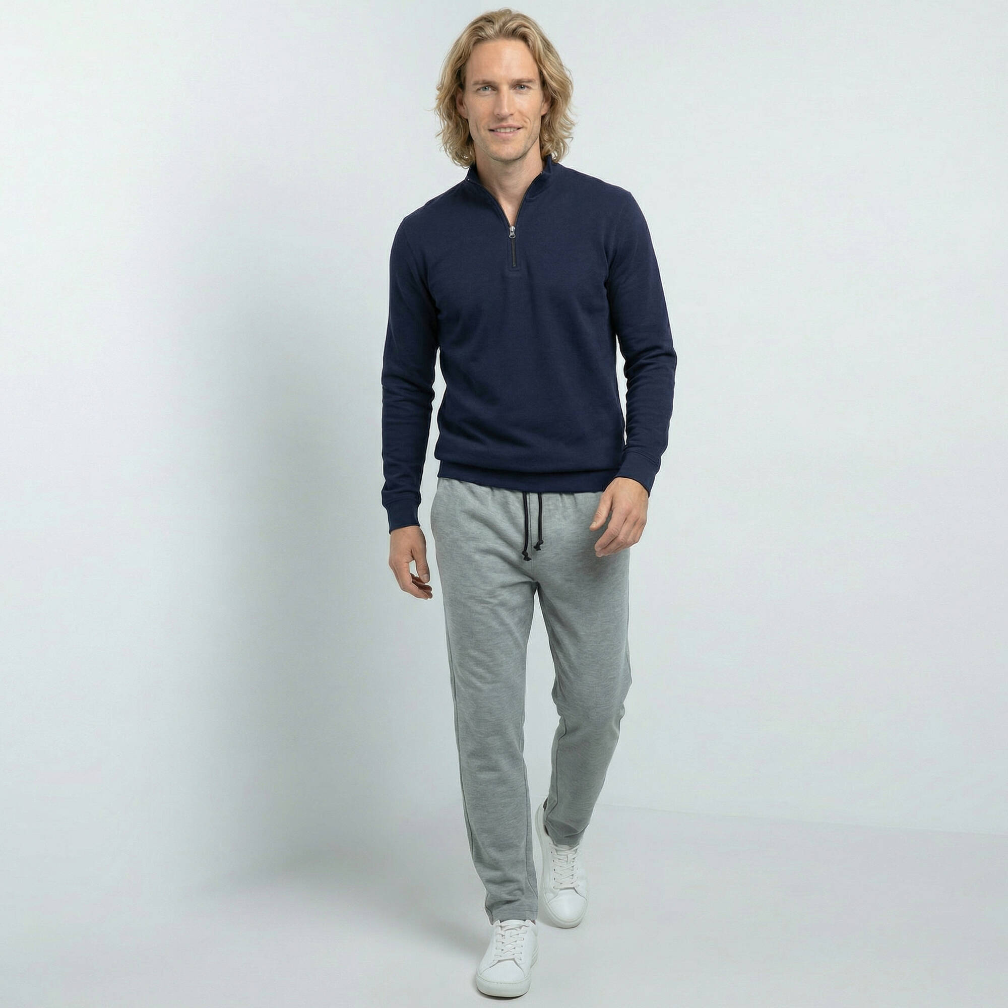 Sweat molleton col camionneur zippé