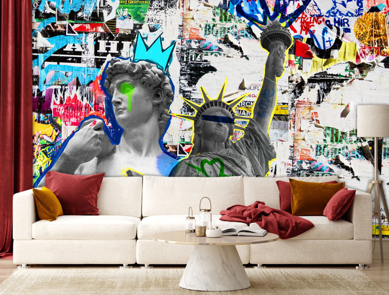Feeby Fototapeta, Rzeźba Dawida i Statua Wolności NY 150x105
