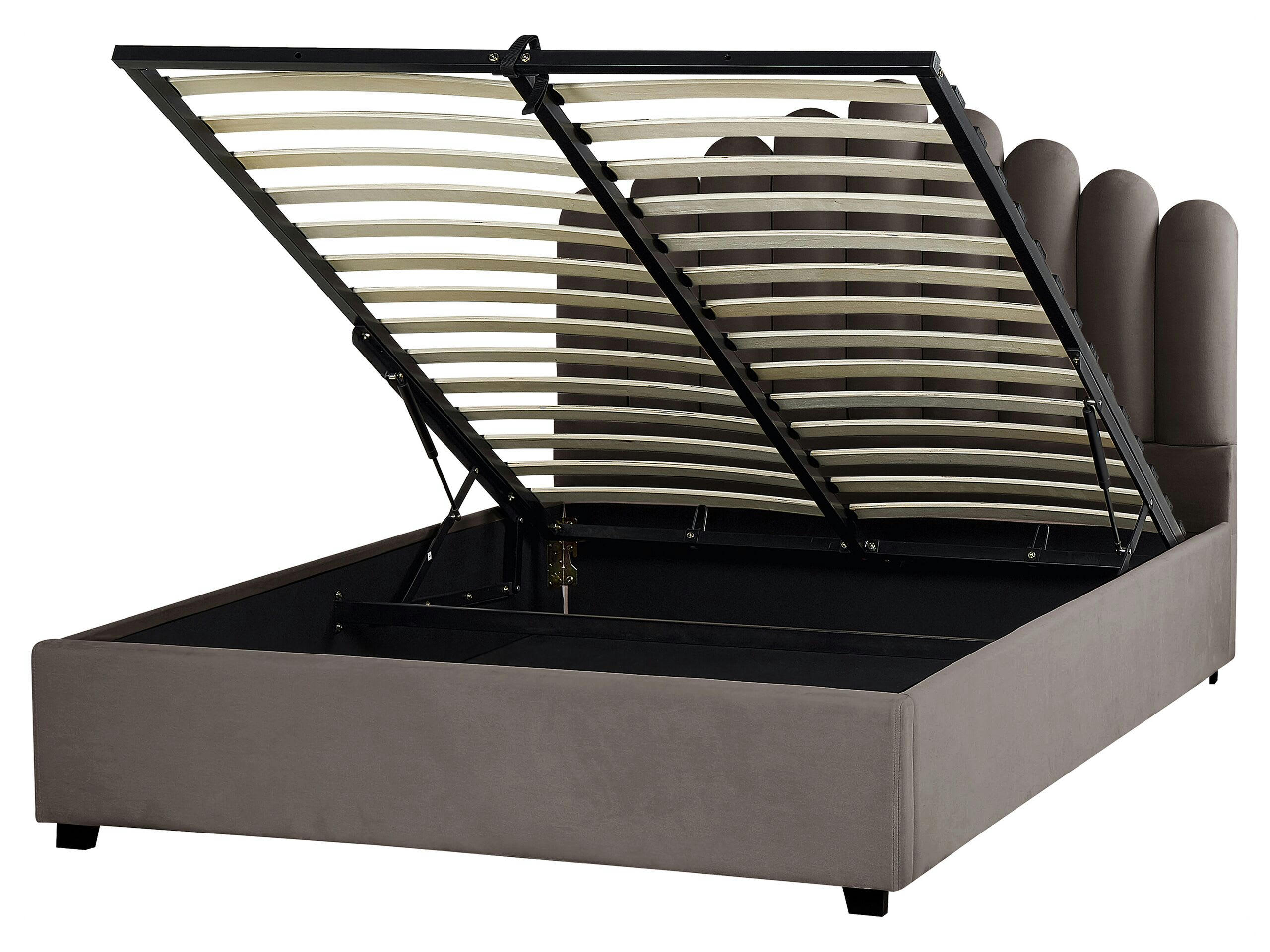 VINCENNES - Lit double en tissu beige 160x200