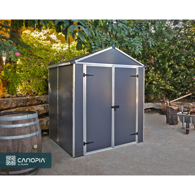 Abri de jardin en résine Rubicon gris 1,85 x 1,54 x 2,17 m CANOPIA