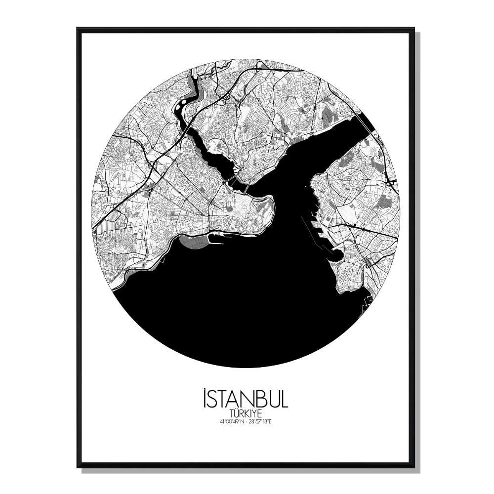 - Affiche Istanbul Carte ronde 40x50