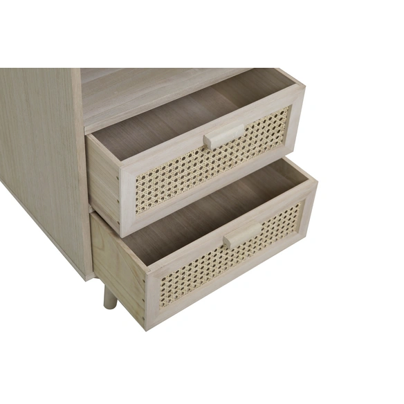 Kommode, Mitteldichte Faserplatte/PaulowniaHolz/Rattan, Natur
