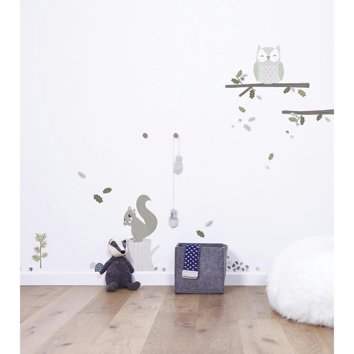 IN TO THE WOOD - Planche de stickers hibou gris