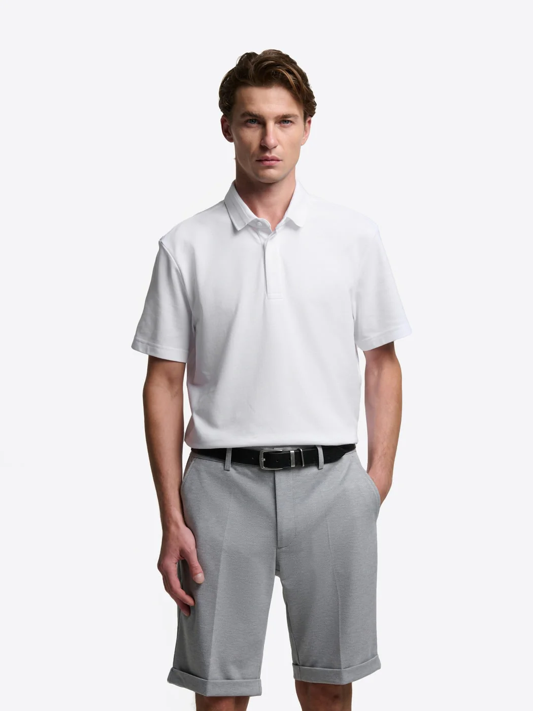 Polo boutonné en coton premium