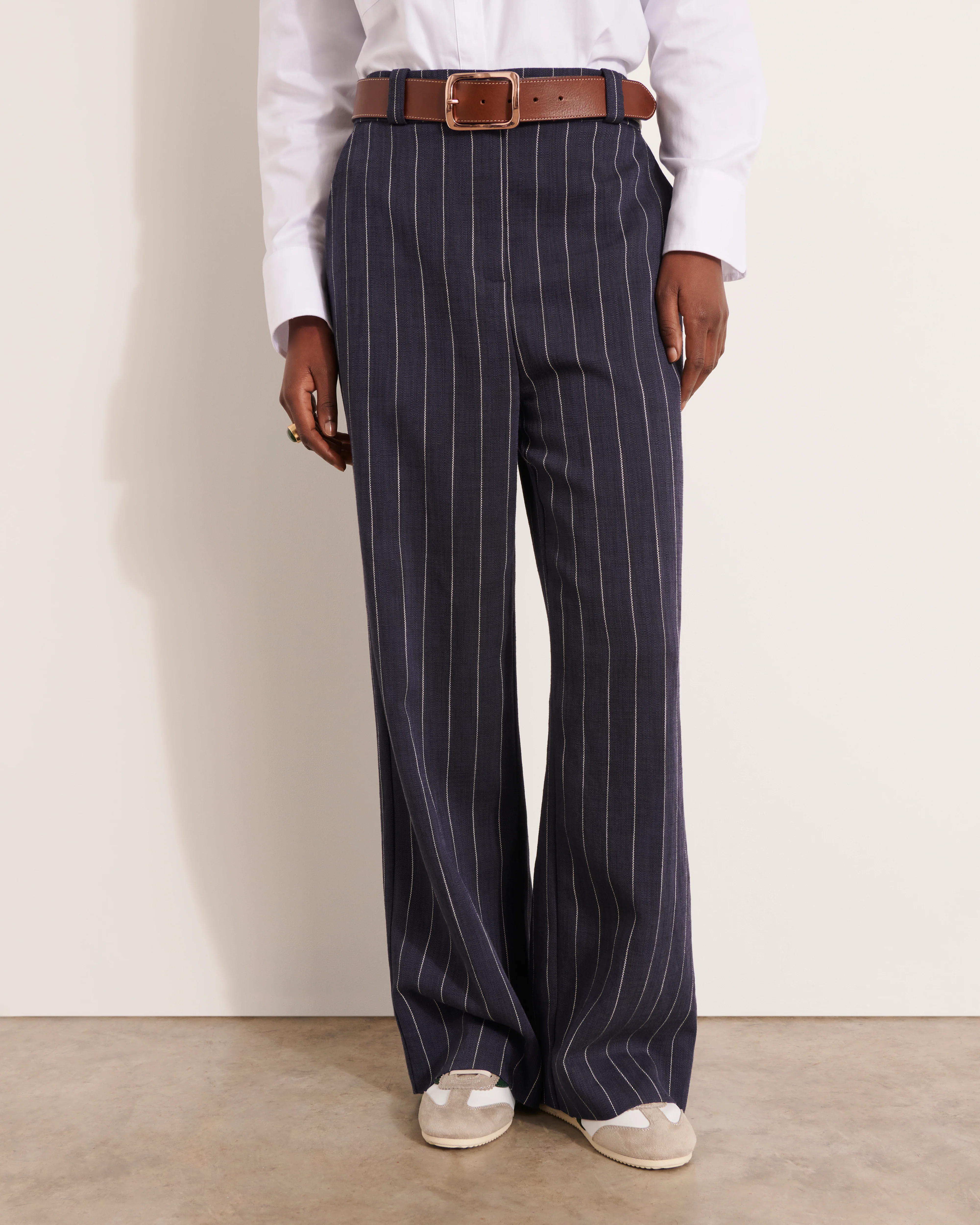 Pantalon large bleu marine à rayures PHILBY13/13323/635