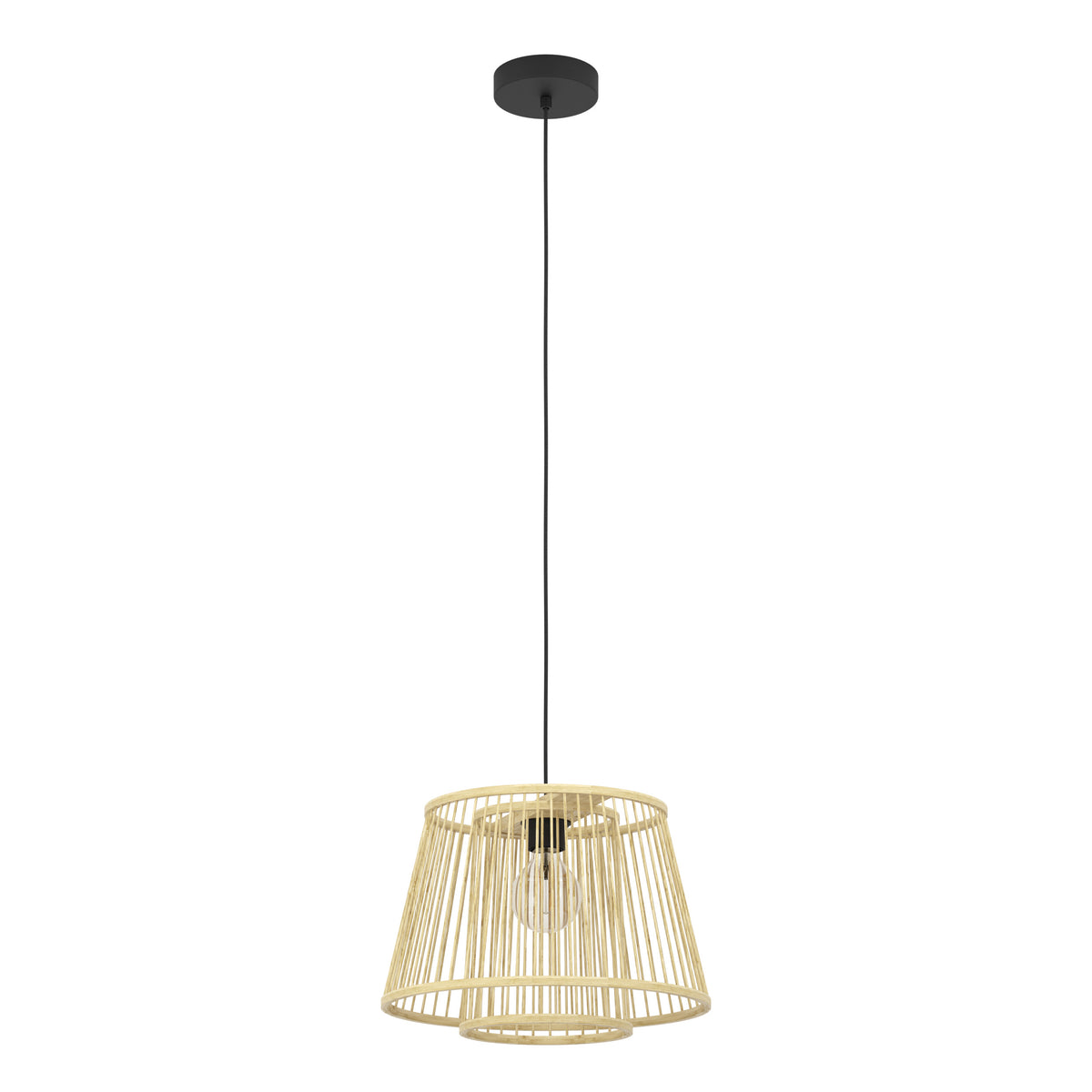 EGLO hanglamp Hykeham - e27 - ø 38 cm - zwart/hout