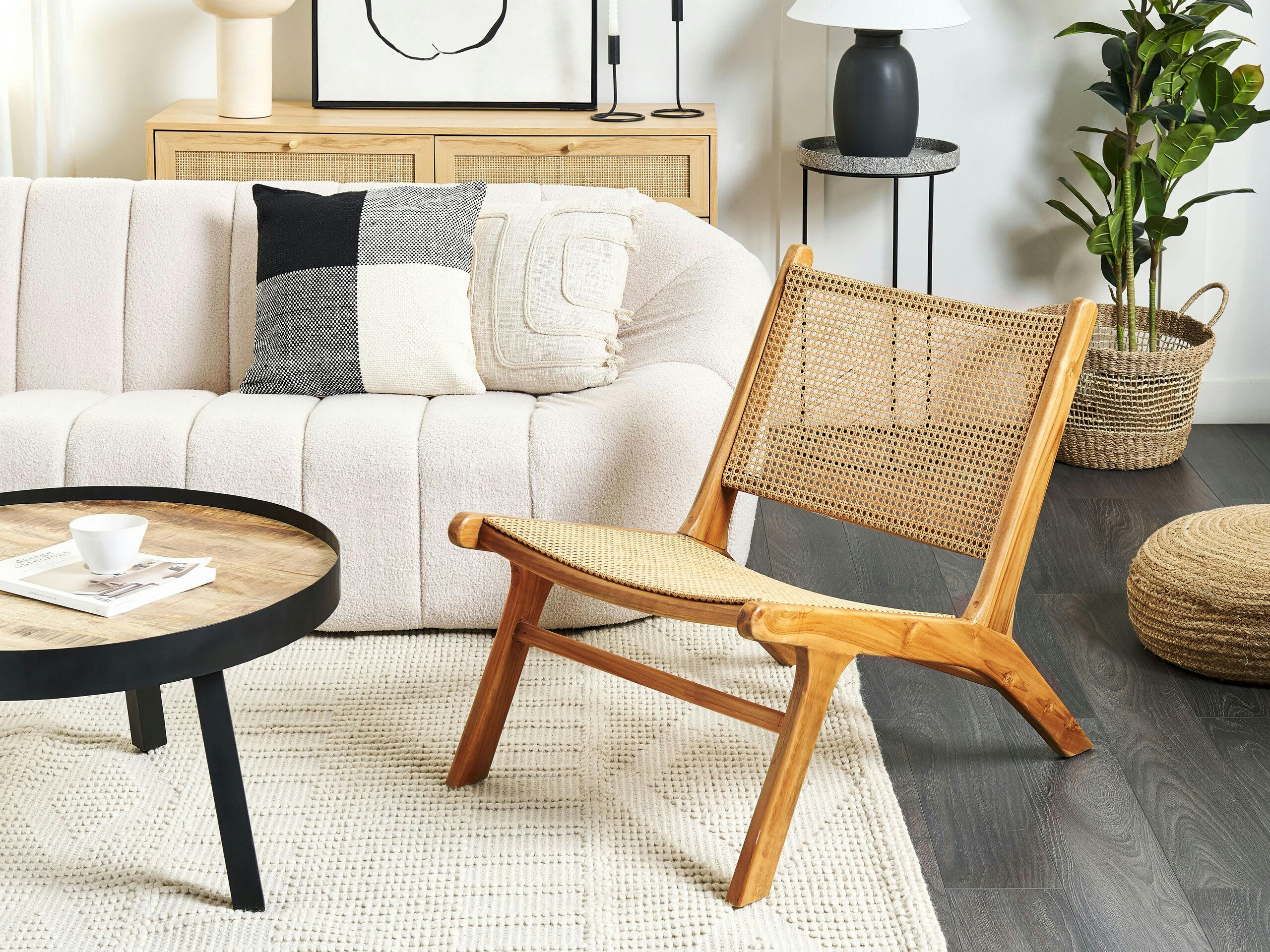 MIDDLETOWN - Chaise en bois d'acajou et rotin tressé clair