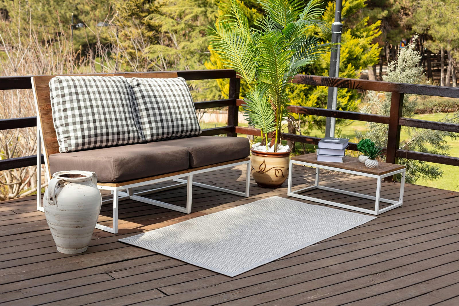 TONIE - Tapis d'Extérieur/Intérieur Gris/Ivoire 80x150