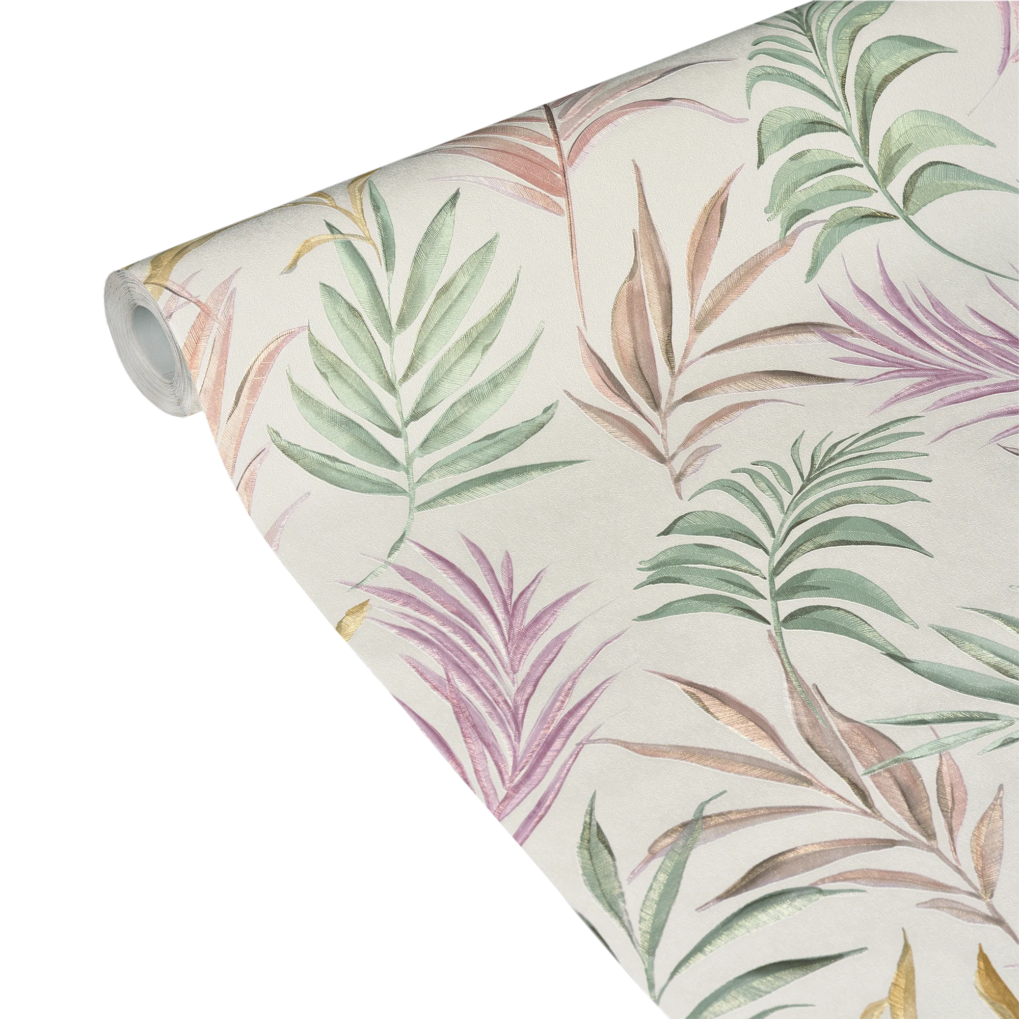 CosmoLiving Papier peint intissé MIDNIGHT BOTANICA vert amande, rose corail et jaune or