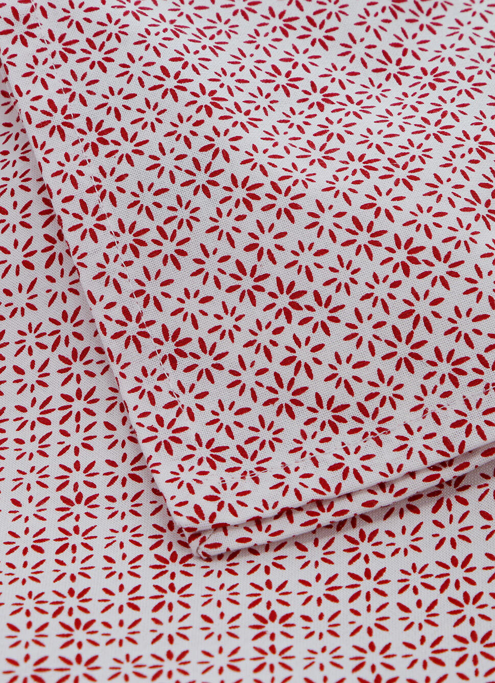 LOT DE 2 SERVIETTES EN COTON MOTIF FANTAISIE BLANC/ROUGE