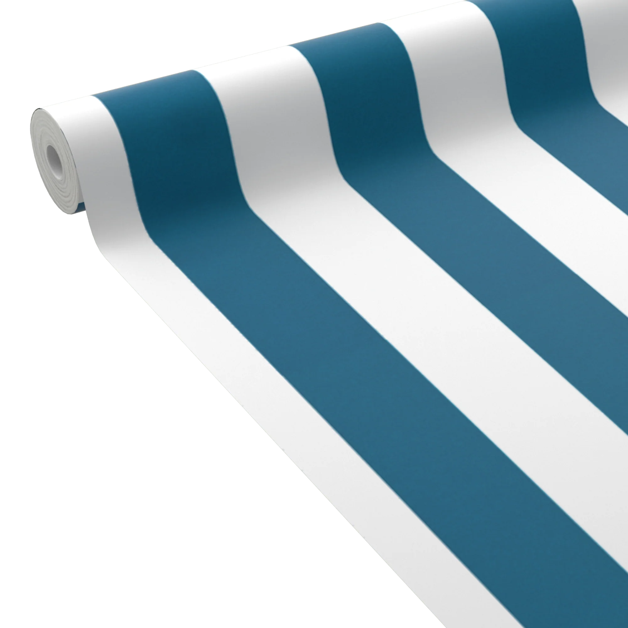 4MURS Papier peint intissé OPAL STRIPE bleu paon et blanc