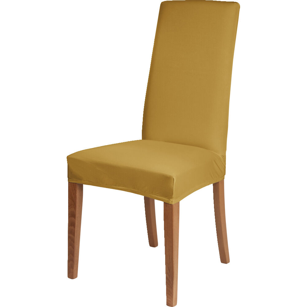 Housse de chaise extensible jaune moutarde 40x40xH45cm