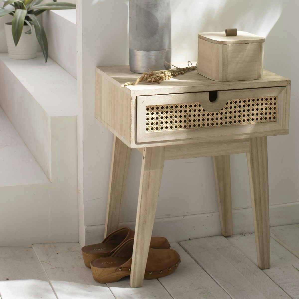 PALMA - Table chevet en bois beige