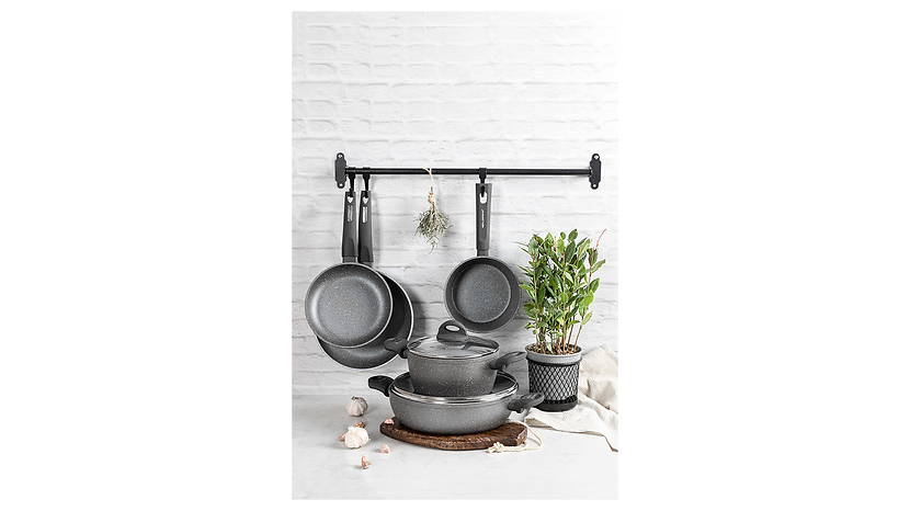 Garnek aluminiowy z pokrywką Lava Stone 2,4 l szary