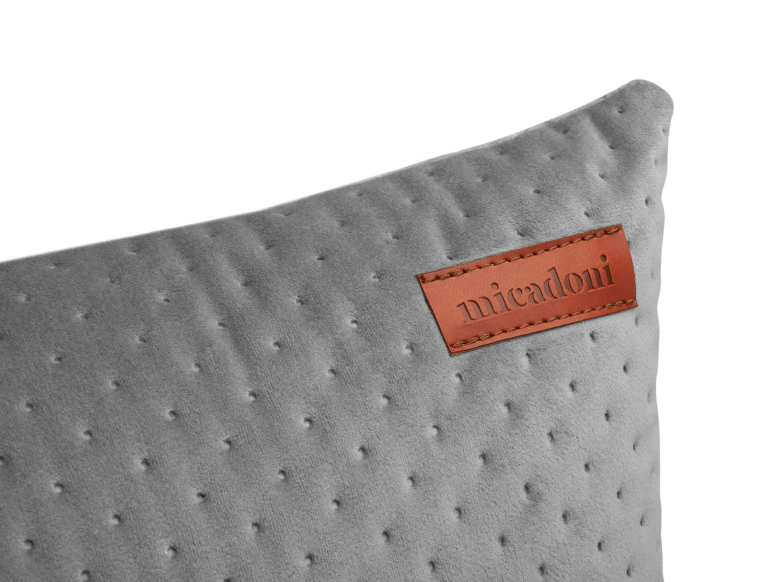 DONA - Coussin en tissu velours gris clair 36x36x16cm