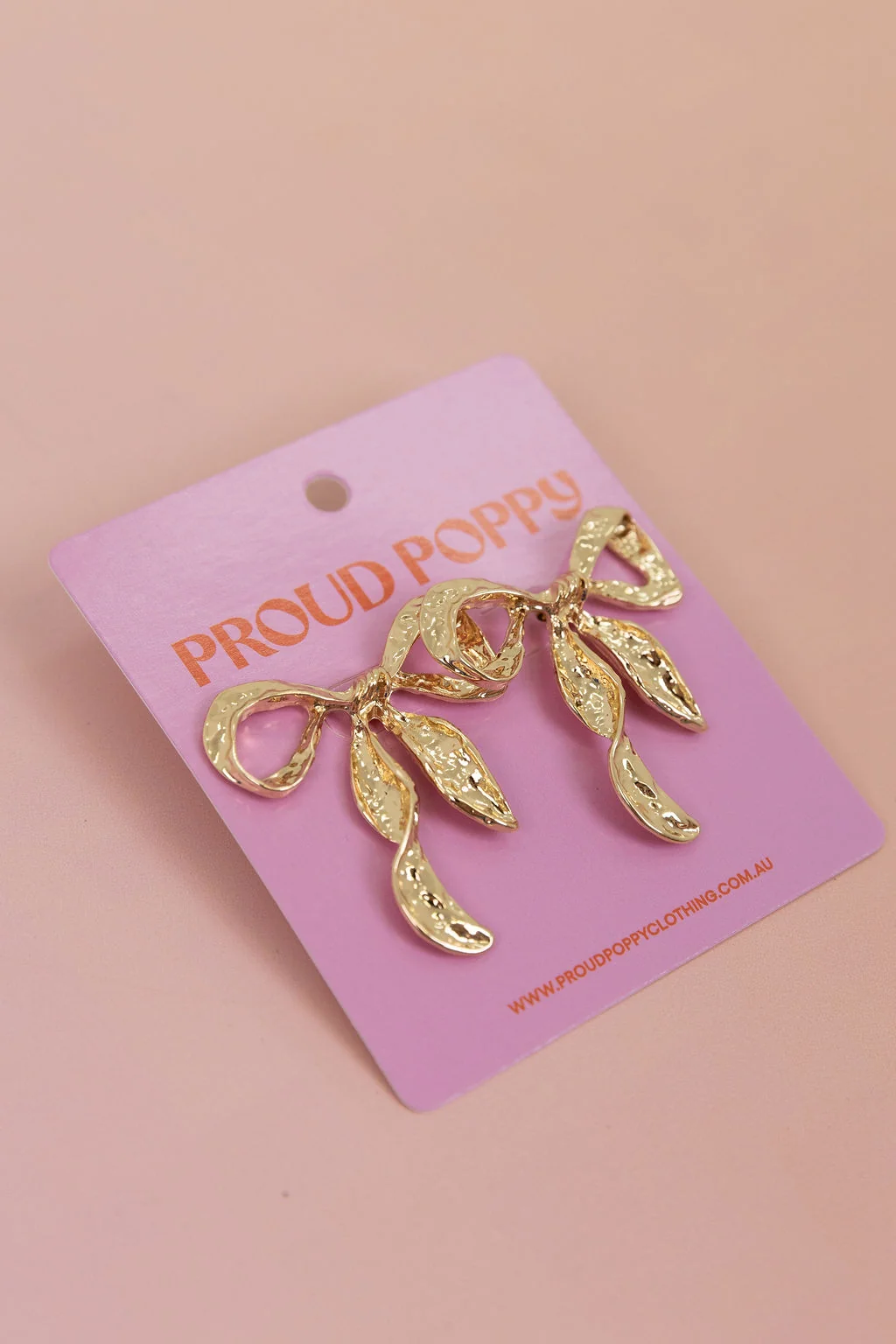 Gold Bow Stud Earrings