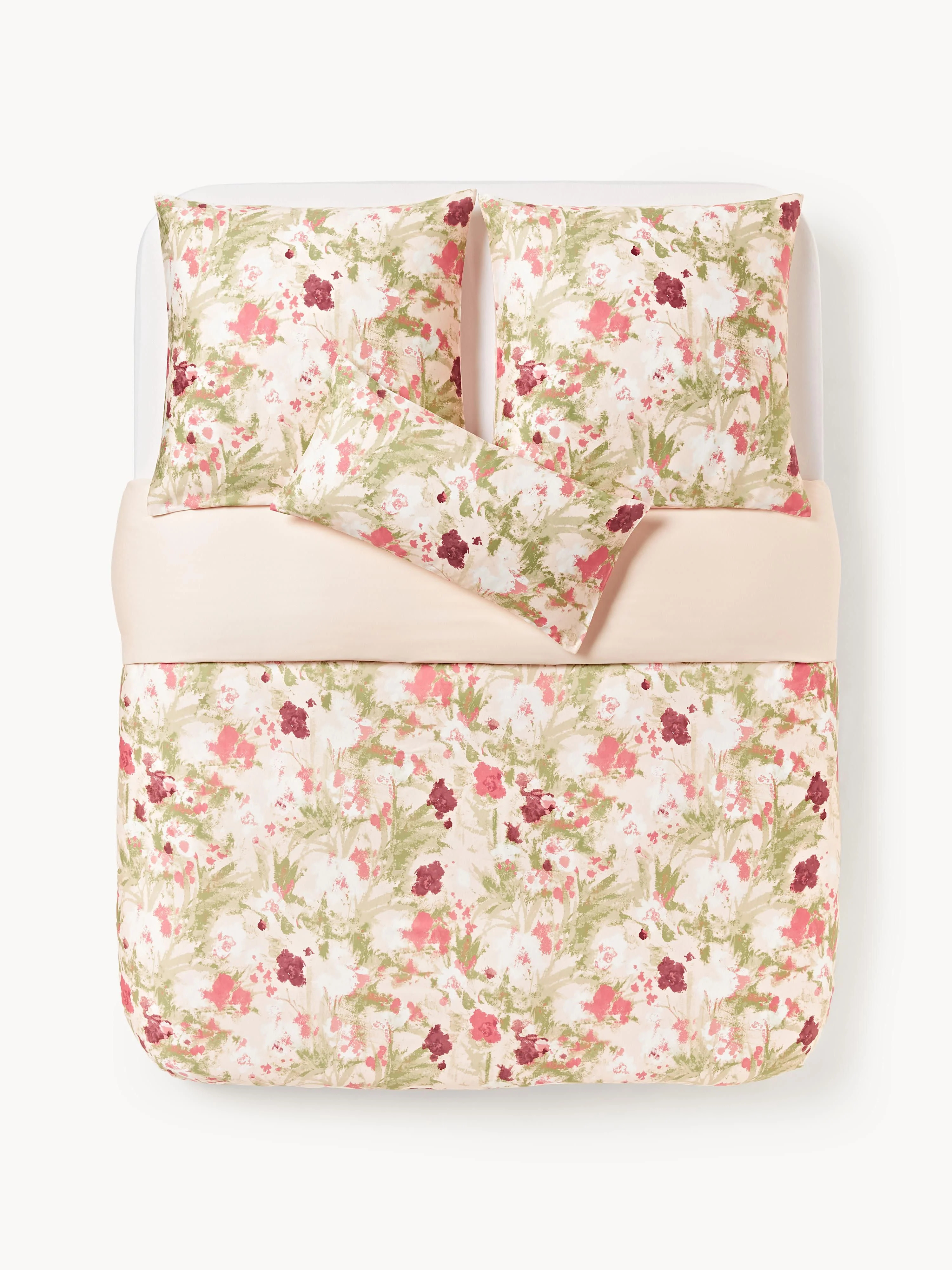 Bauwollsatin-Bettdeckenbezug Anthea mit Blumenmuster