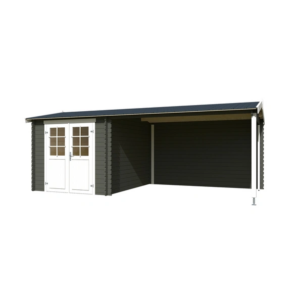 Gartenhaus »Ivana«, BxHxT: 590 x 228 x 313,1 cm (Außenmaß inkl. Dachüberstand), grüngrau