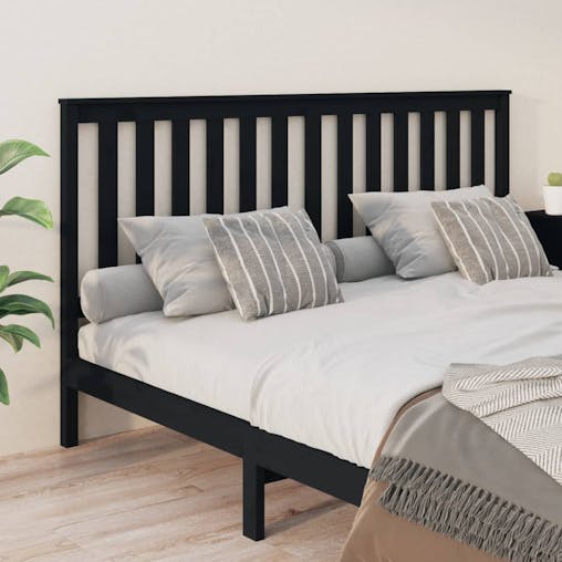 NNEVL Bed Headboard Black 186x6x101 cm Solid Wood Pine