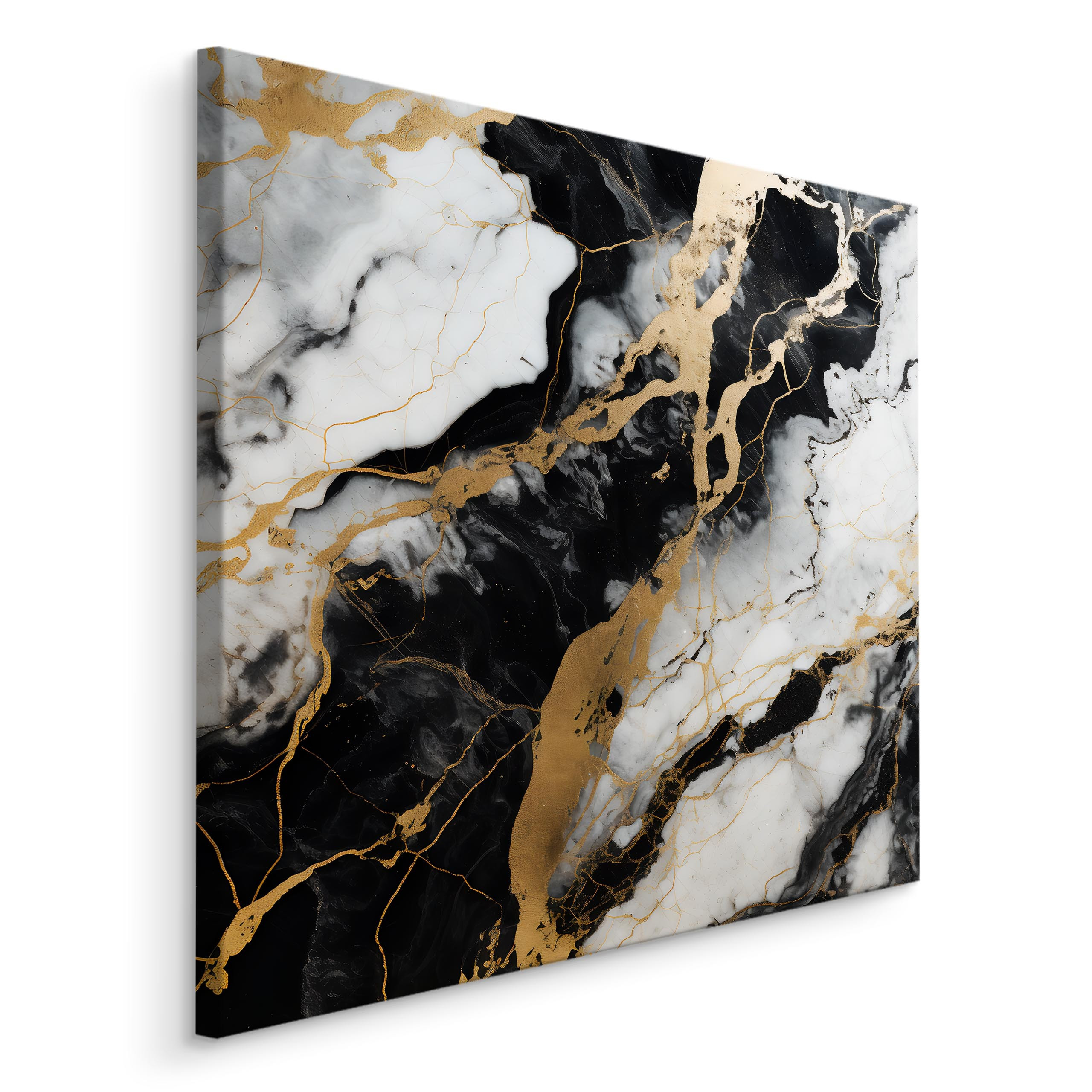 Obraz Czarno-Biały Marmur Z Elementami Złota 30x30cm