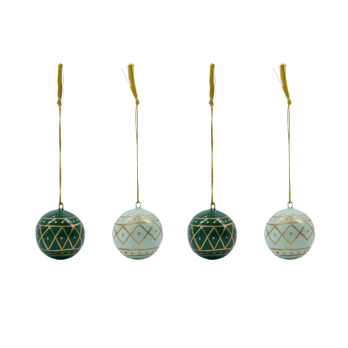 House Doctor - Mach Ornament, Ø 4 cm, dunkelgrün / minzgrün (4er-Set)