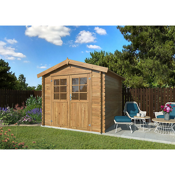 Abri de jardin White Wood Valence 1 bois traité autoclave marron ép.28mm 6,9m²