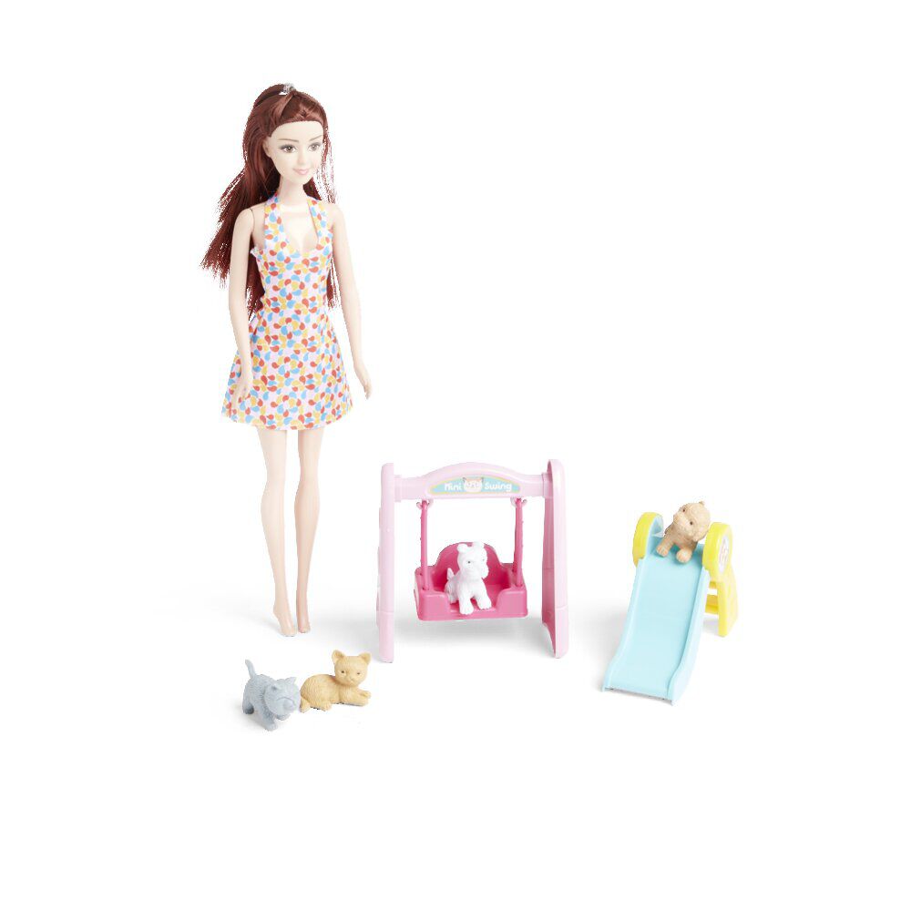 Poupée mannequin Elly's avec fillette et animaux