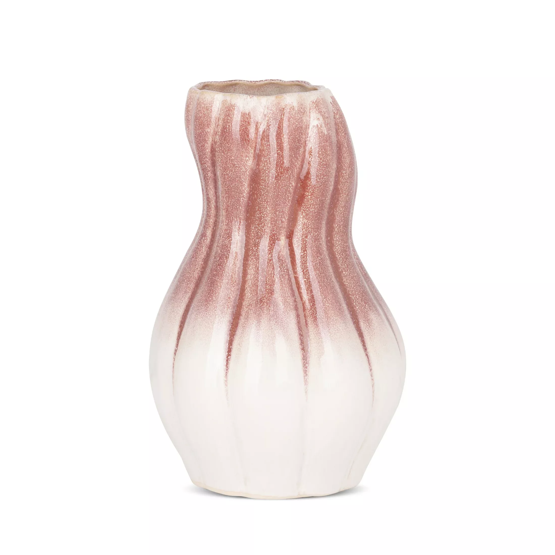 Wazon ceramiczny kremowo-różowy z efektem ombre średnica 16x25 cm EVITA