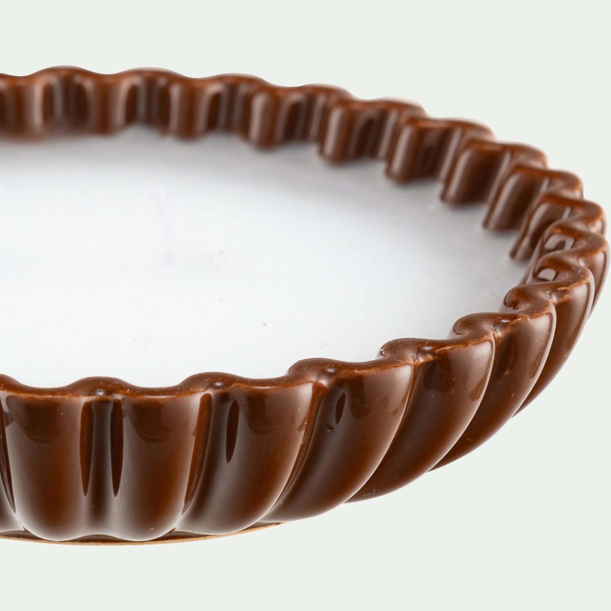 DELYO - Bougie pot en céramique D14,5xH3,5cm - marron