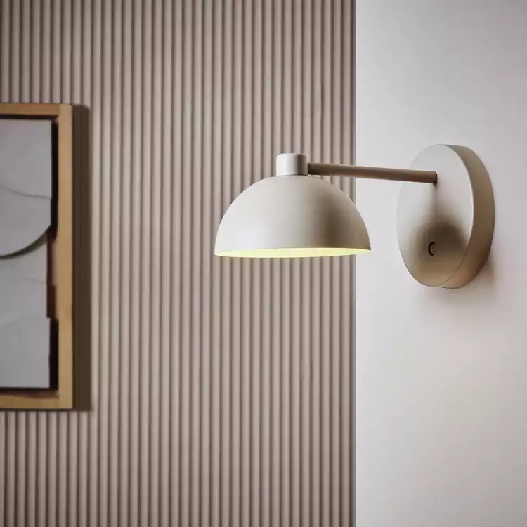 Habitat Steel Rechargeable Mushroom Wall Light - Taupe