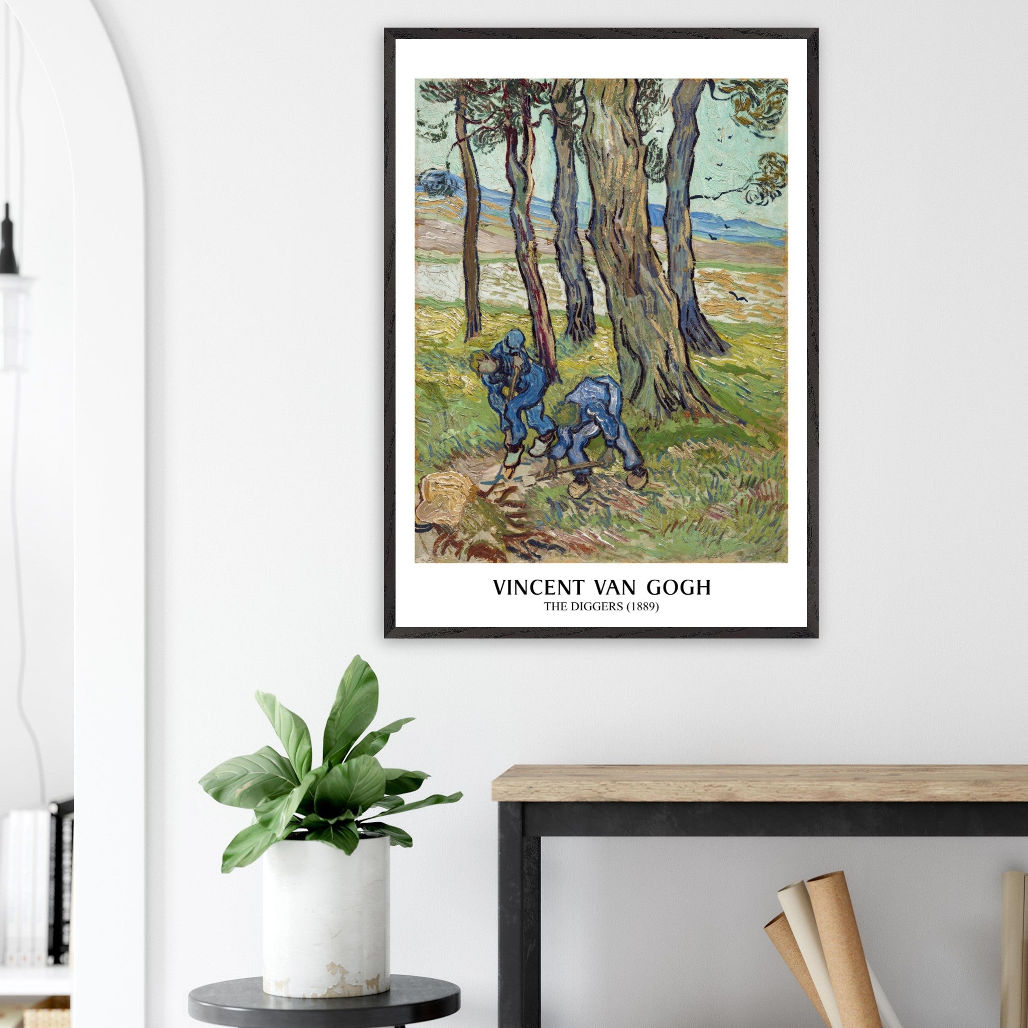 Artfulprints Poster Vincent van Gogh - The diggers  - 70x100 cm - Groen