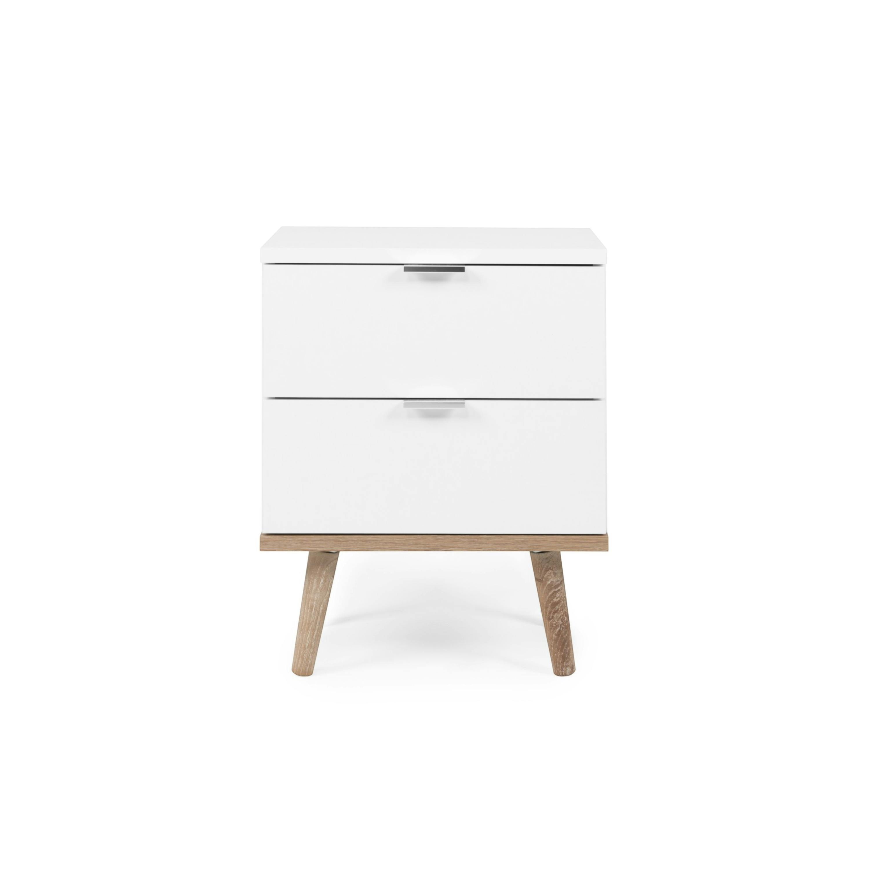 Table de chevet blanche 2 tiroirs ALVA