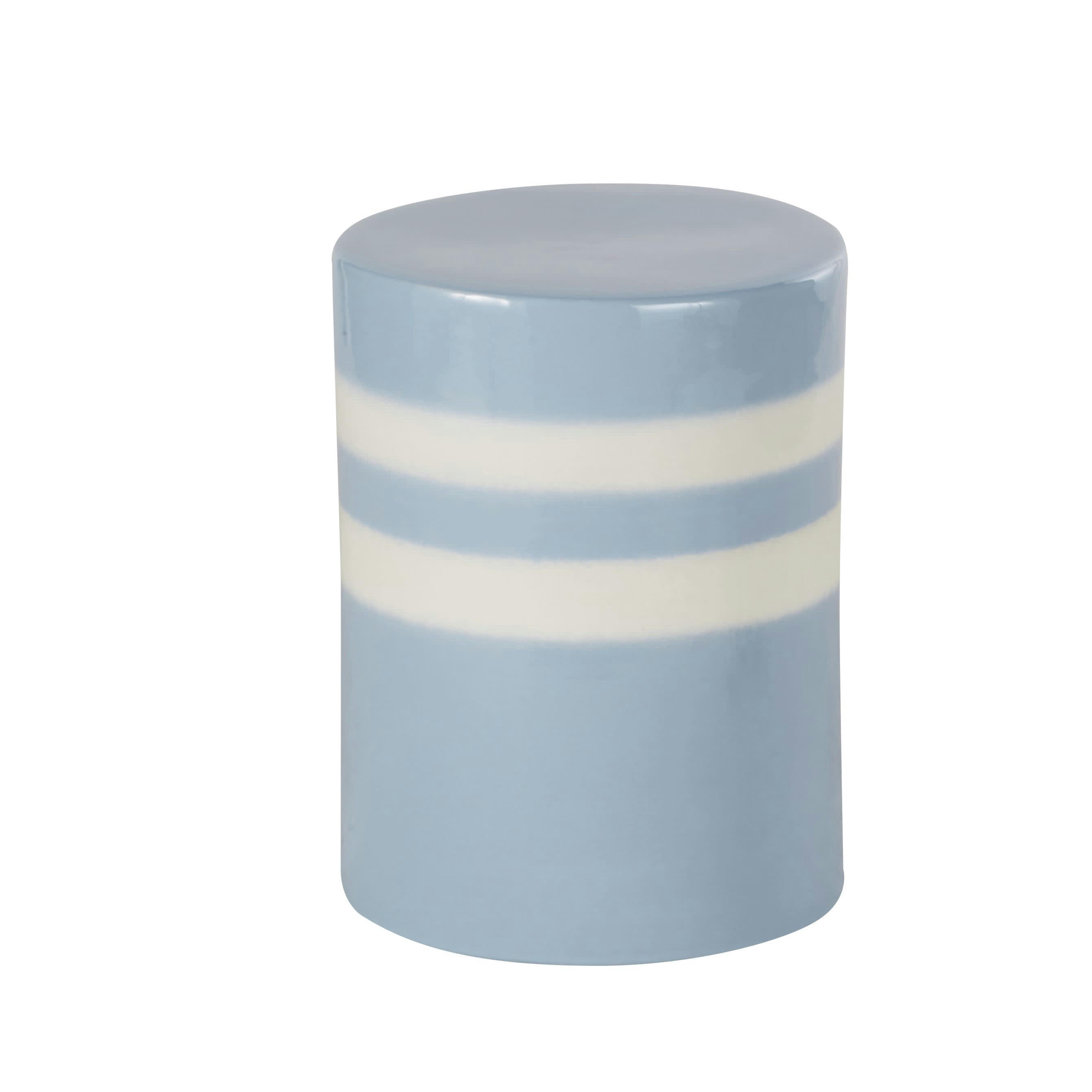 SOCKS - Bout de canapé en grès blanc et bleu