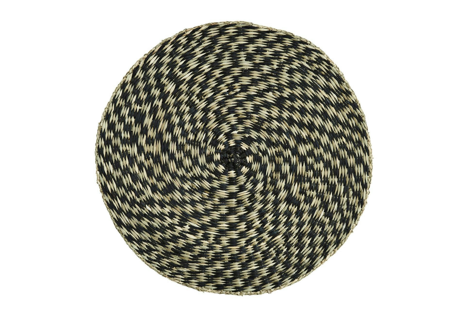 SPIRALO - Set de table en fibres naturelles noir et blanc