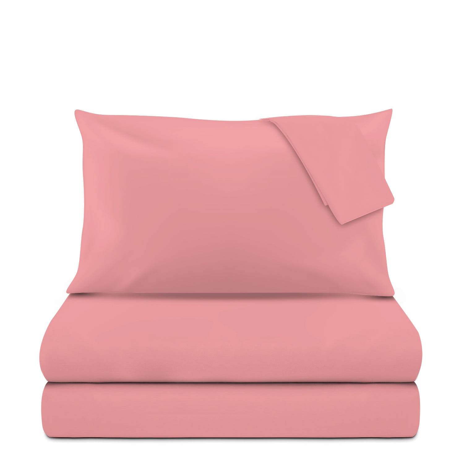 Completo letto matrimoniale cotone rosa tinta unita