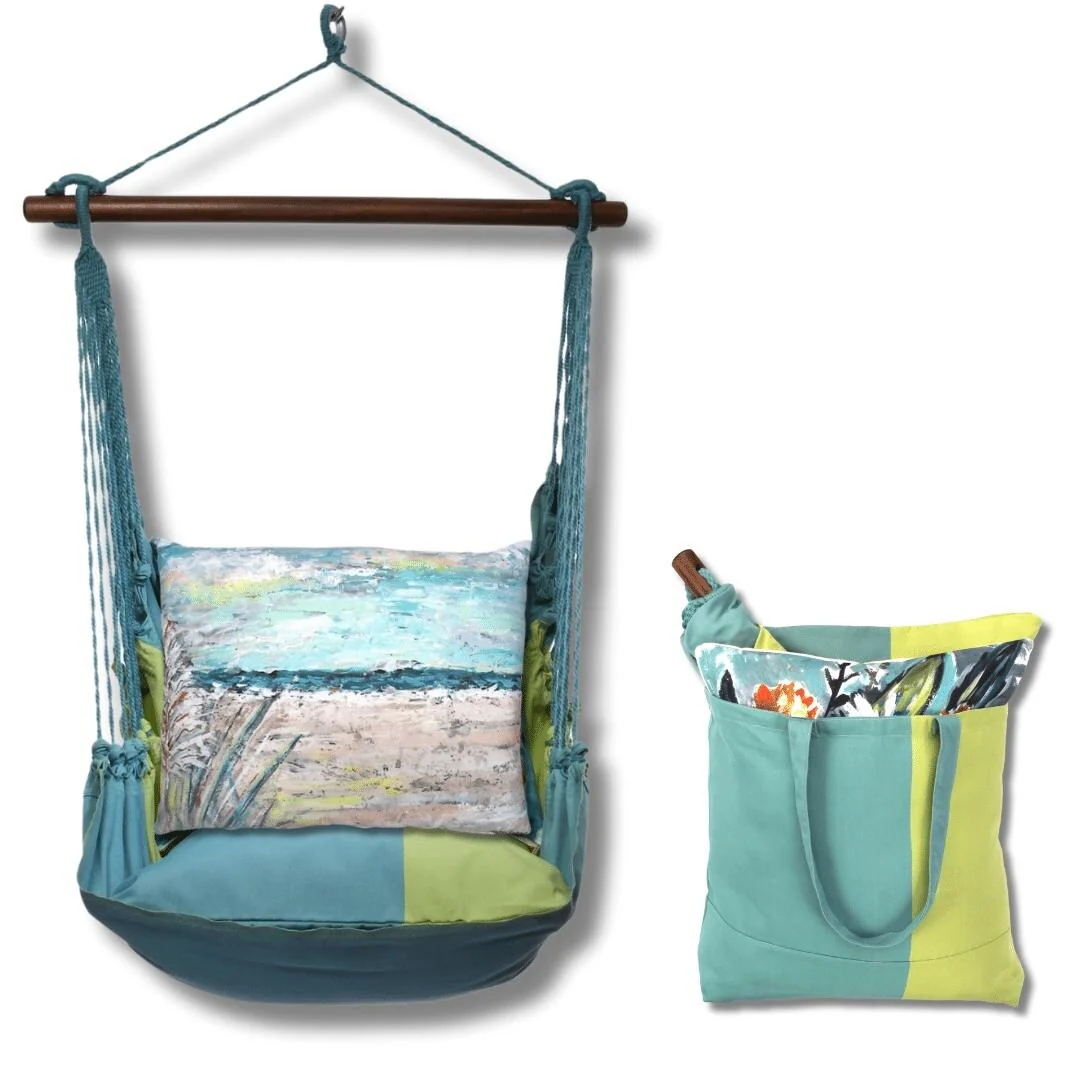 Magnolia Casual Swing Set 4 piece - Meadow Mist Stripe w/ Coastal Landscape 1