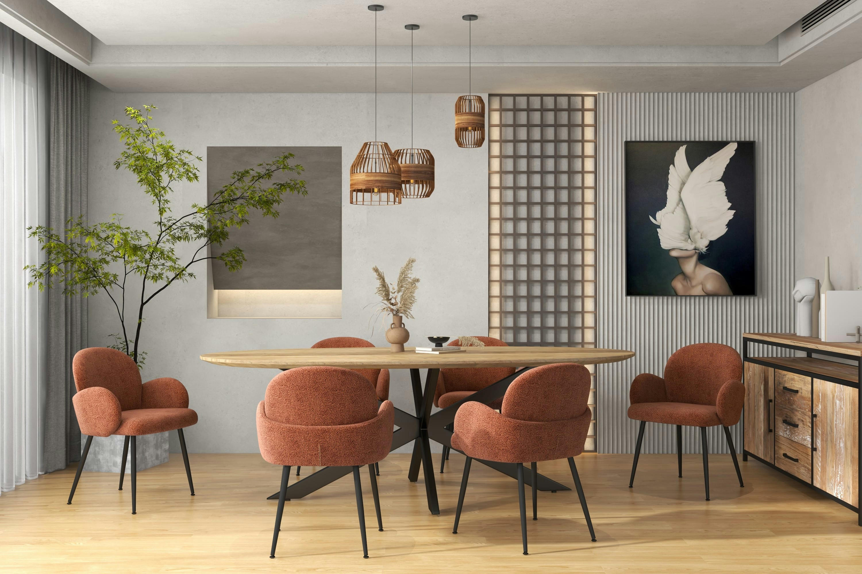 ALICE - Chaise en tissu bouclé Terracota et pieds métal noir (x2)