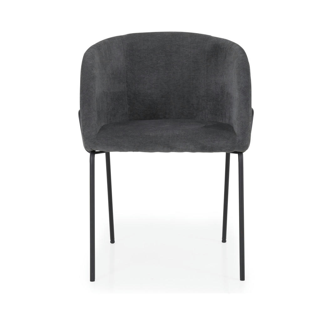 BUD - Lot de 2 fauteuils de table en tissu et métal gris foncé