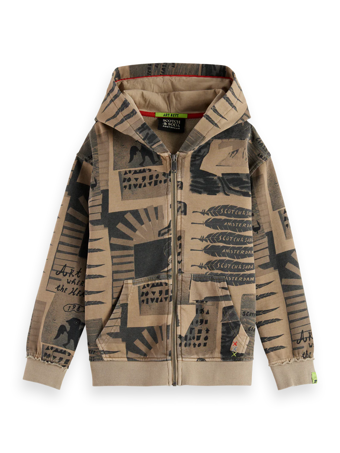 Boys' Relaxed-Fit All-Over Printed Zip-Through Hoodie
