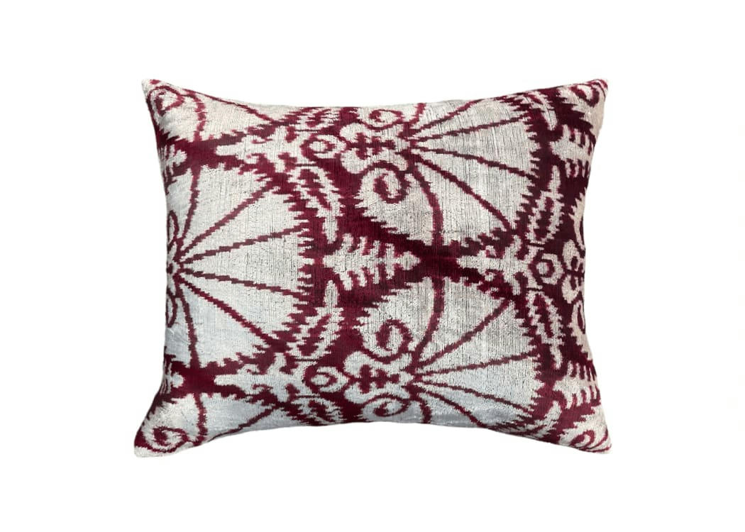- Housse de coussin velours soie ikat  40x50 violet