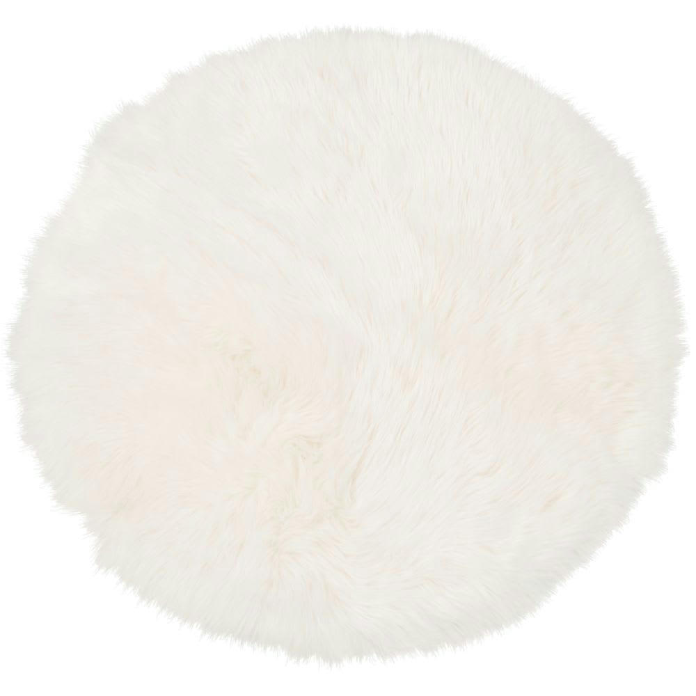 - Tapis rond effet fourrure blanche, D90