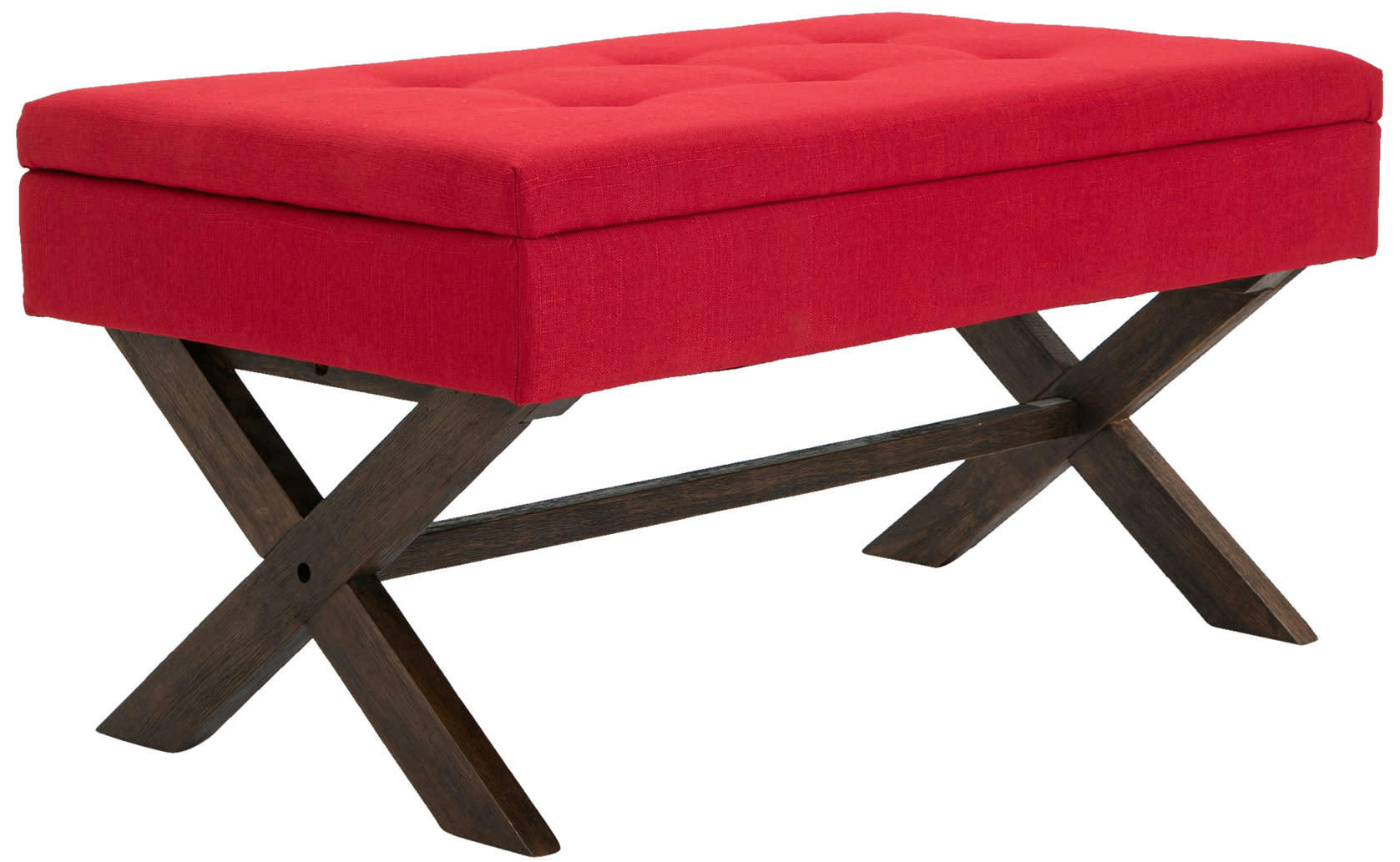 NAMARO - Banquette avec pieds en bois assise en tissu Rouge